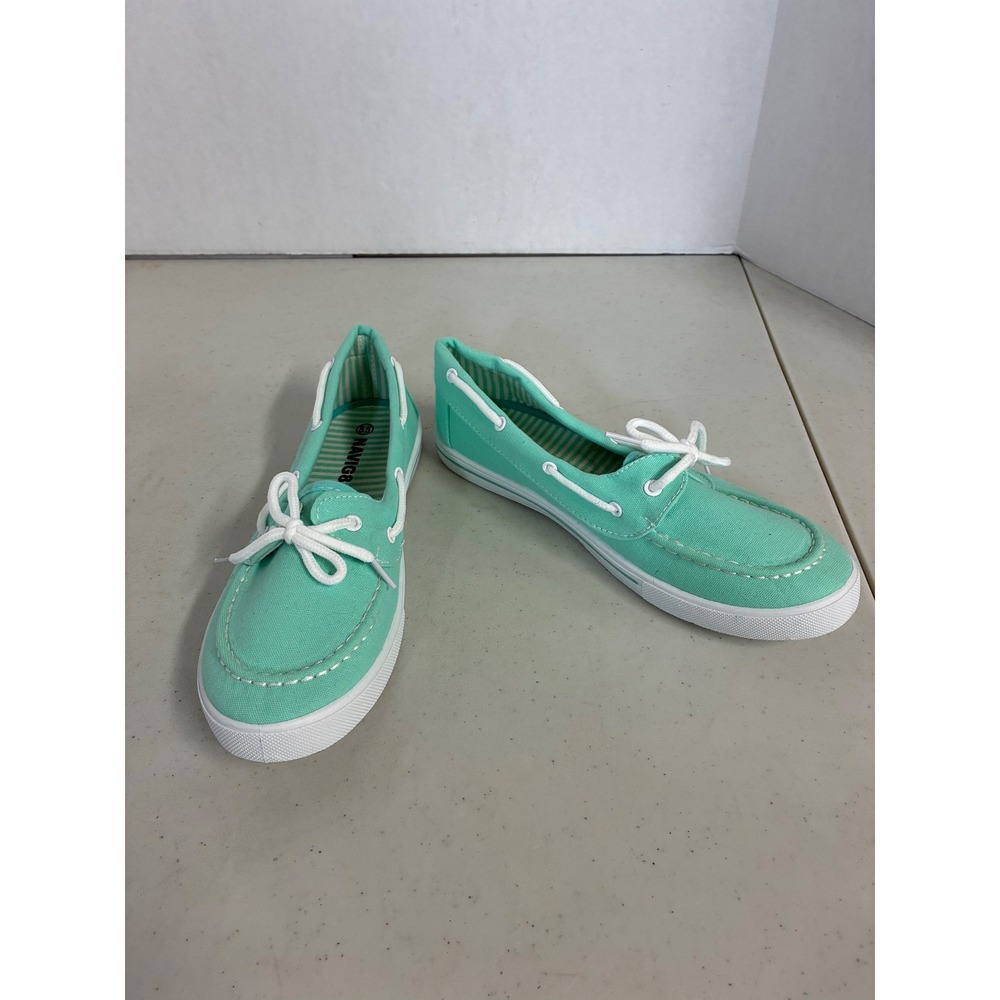 Navig8 Womens Mint Green Canvas Boat Shoes Lace Up Loafers Size 8.5